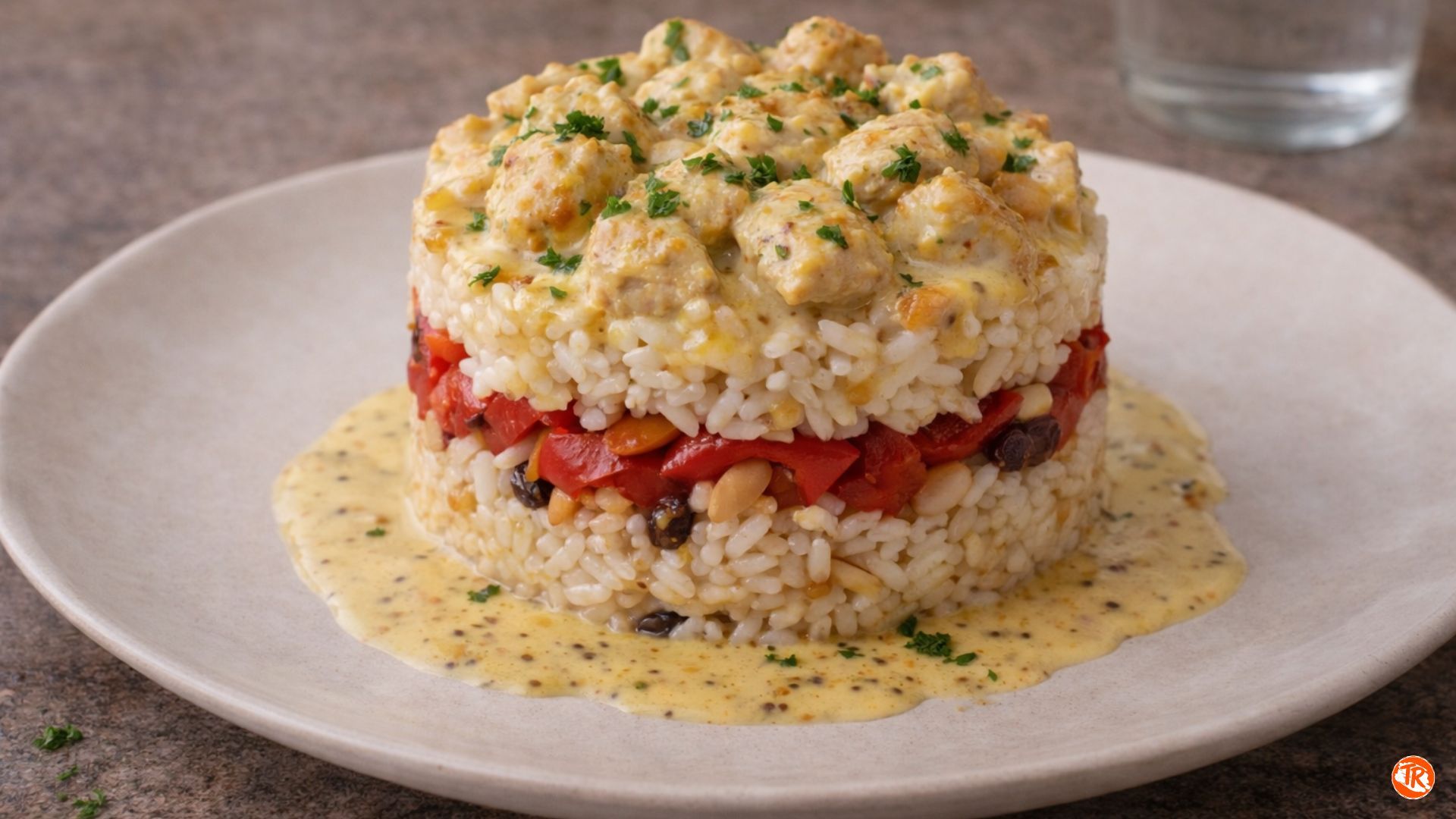 TIMBAL DE ARROZ CON POLLO A LA MOSTAZA