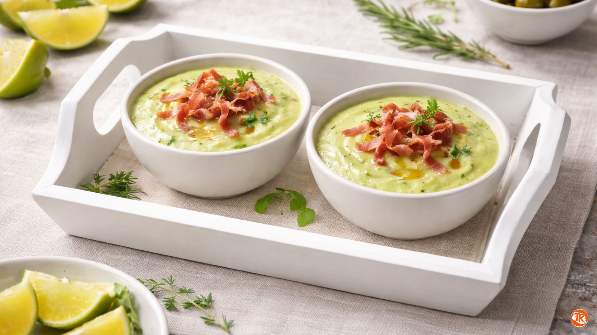 CREMA FRÍA DE PERAS Y AGUACATE CON JAMÓN 