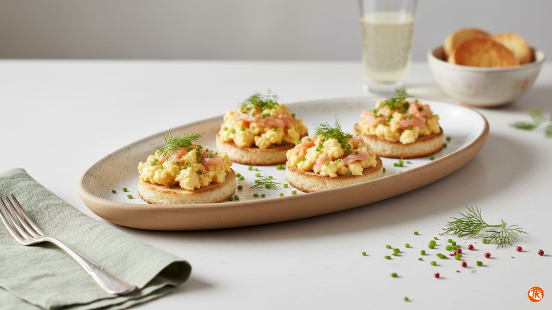 CANAPÉS DE HUEVOS REVUELTOS Y SALMÓN