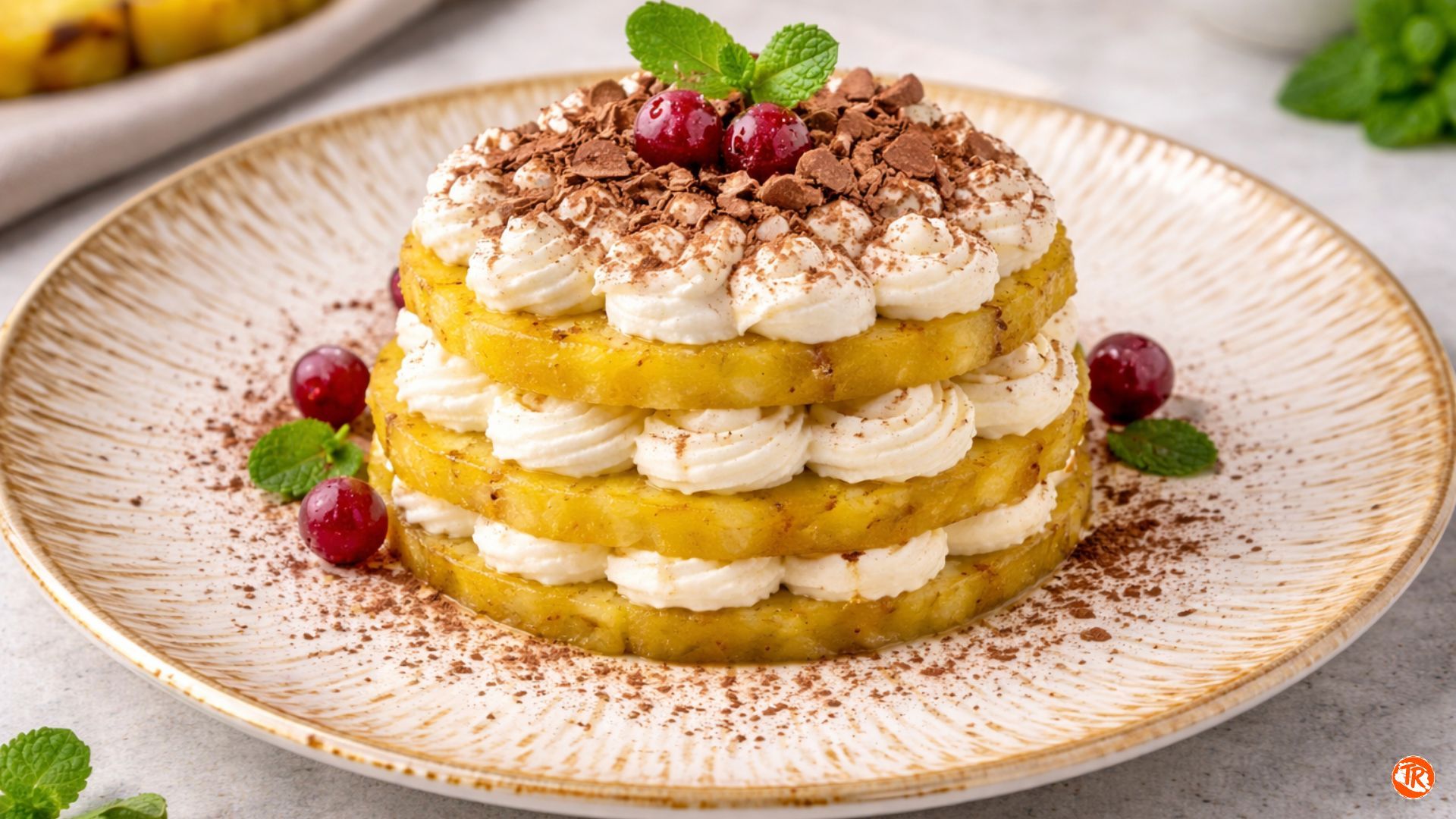 MILHOJAS DE PIÑA Y CREMA DE MASCARPONE