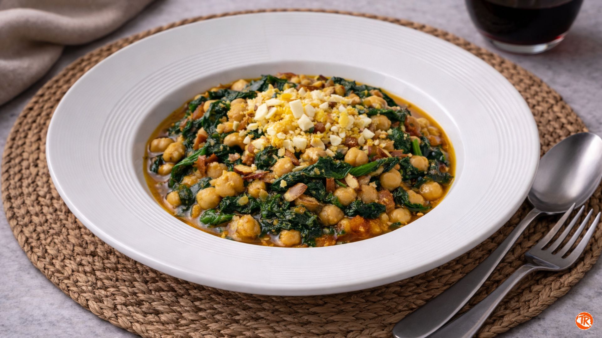 GARBANZOS CON ESPINACAS Y ALMENDRAS